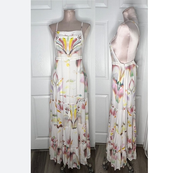 Free People watercolor Maxi Dress Sz 10 - Picture 3 of 15